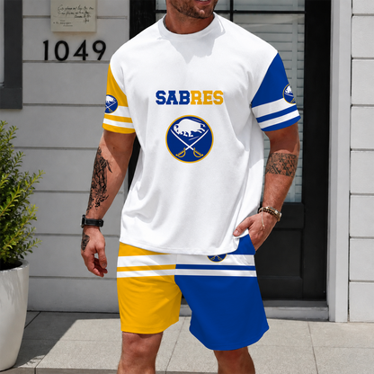 [SUPER SALE] NEW CUSTOMIZED NHL28 BFS BUFFALO SABRES UNISEX T-SHIRT & SHORTS SET