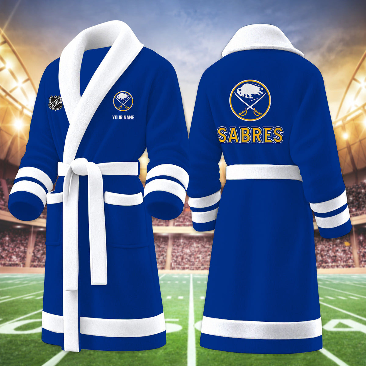 [SUPER SALE] NEW CUSTOMIZED NHL28 BFS BUFFALO SABRES MULTICOLOR FLEECE BATHROBE