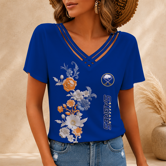 [SUPER SALE] NEW CUSTOMIZED NHL28 BFS BUFFALO SABRES V-NECK SHIRT