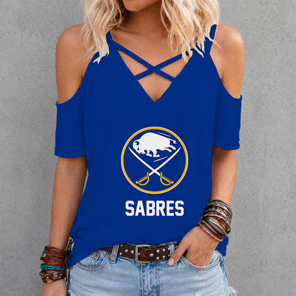 [SUPER SALE] NEW CUSTOMIZED NHL28 BFS BUFFALO SABRES CRISS CROSS V-NECK TOP