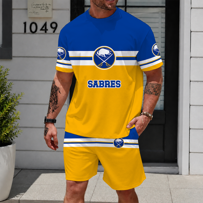 [SUPER SALE] NEW CUSTOMIZED NHL28 BFS BUFFALO SABRES UNISEX T-SHIRT & SHORTS SET