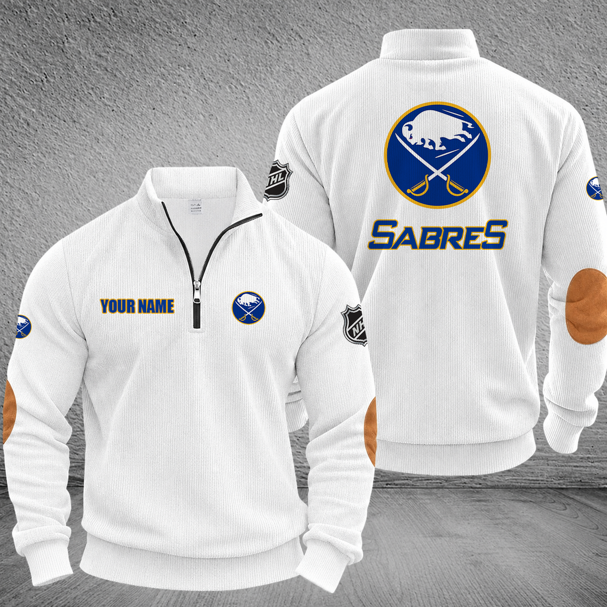 [SUPER SALE] NEW CUSTOMIZED NHL28 BFS BUFFALO SABRES MULTICOLOR STRIPED QUATER ZIP SWEATSHIRT