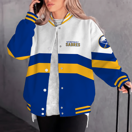 [SUPER SALE] NEW CUSTOMIZED NHL28 BFS BUFFALO SABRES SATIN VARSITY JACKET & BASEBALL JACKET