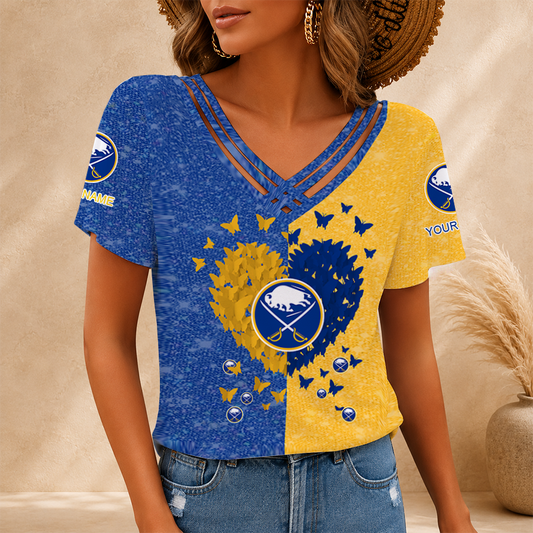 [SUPER SALE] NEW CUSTOMIZED NHL28 BFS BUFFALO SABRES V-NECK SHIRT
