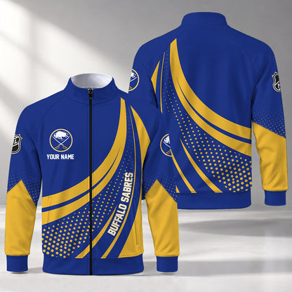 [SUPER SALE] NEW CUSTOMIZED NHL28 BFS BUFFALO SABRES STAND COLLAR JACKET