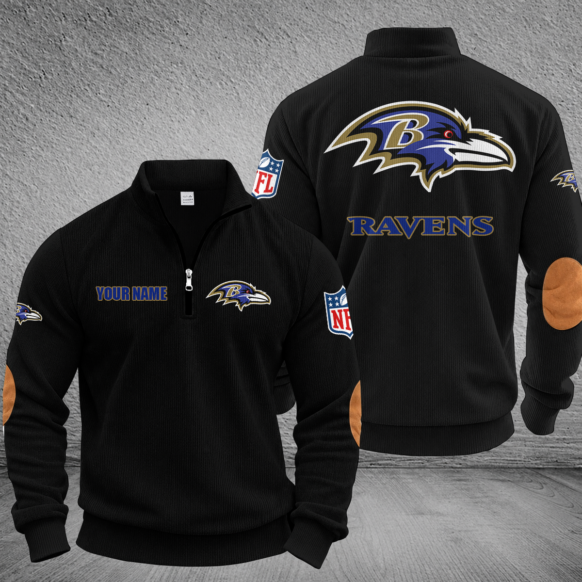 [SPECIAL OFFER] NEW CUSTOMIZED NFL28 BTR BALTIMORE RAVENS MULTICOLOR STRIPED QUATER ZIP SWEATSHIRT