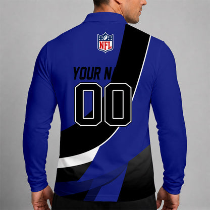 [SPECIAL OFFER] NEW CUSTOMIZED NFL28 BTR BALTIMORE RAVENS LONG SLEEVE POLO SHIRT