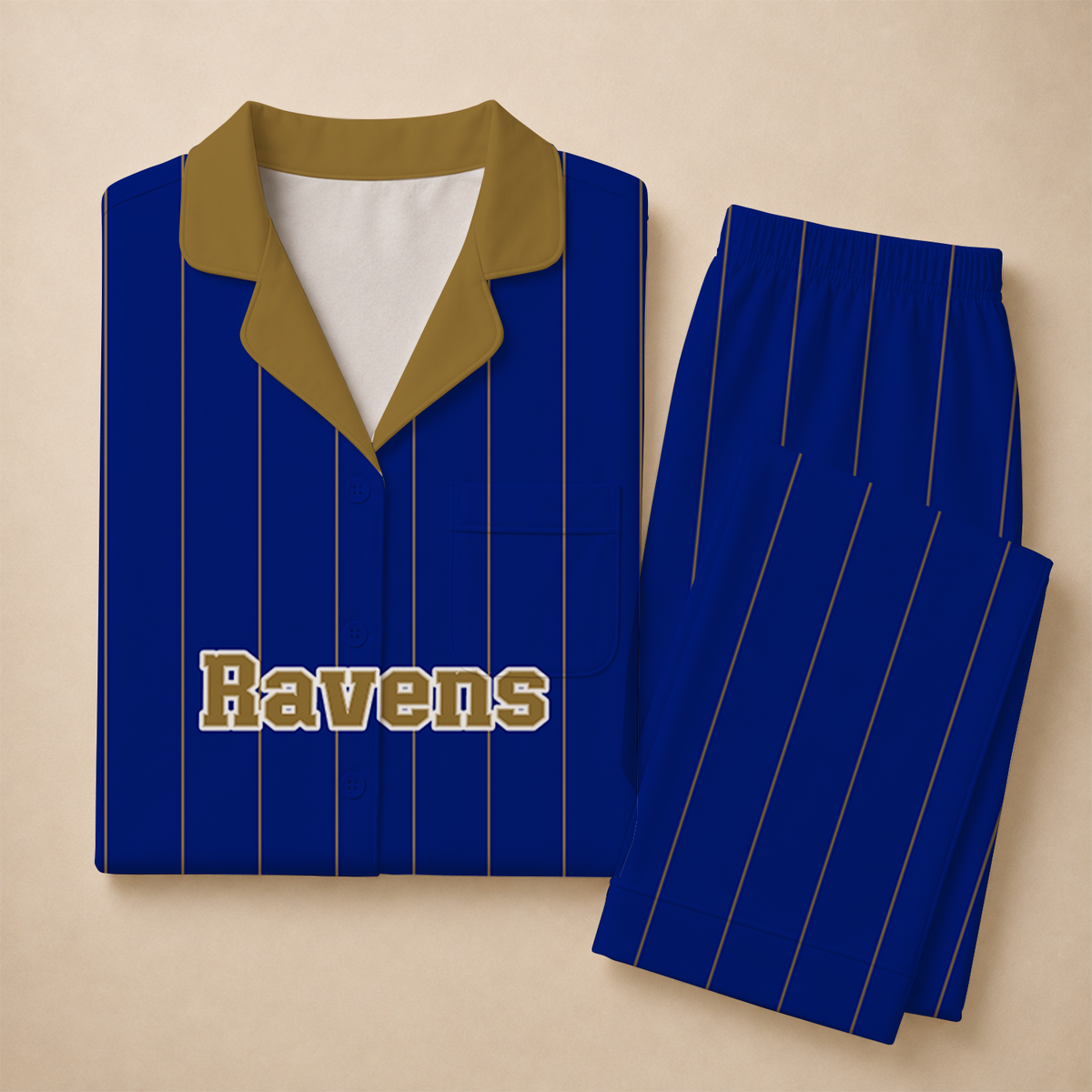 [SPECIAL OFFER] NEW CUSTOMIZED NFL28 BTR BALTIMORE RAVENS SHORT SLEEVE & LONG PANTS PAJAMAS SET
