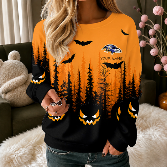 [SPECIAL OFFER] NEW CUSTOMIZED NFL28 BTR BALTIMORE RAVENS UNISEX HALLOWEEN SWEATSHIRT