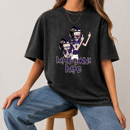 [SPECIAL OFFER] NEW CUSTOMIZED NFL28 BTR BALTIMORE RAVENS FUNNY MULTICOLOR WASHED TEE