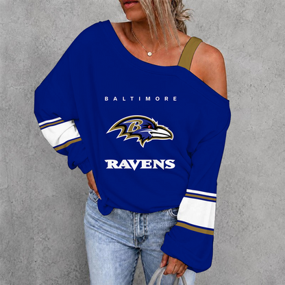 [SPECIAL OFFER] NEW CUSTOMIZED NFL28 BTR BALTIMORE RAVENS DROP SHOULDER SWEATSHIRT
