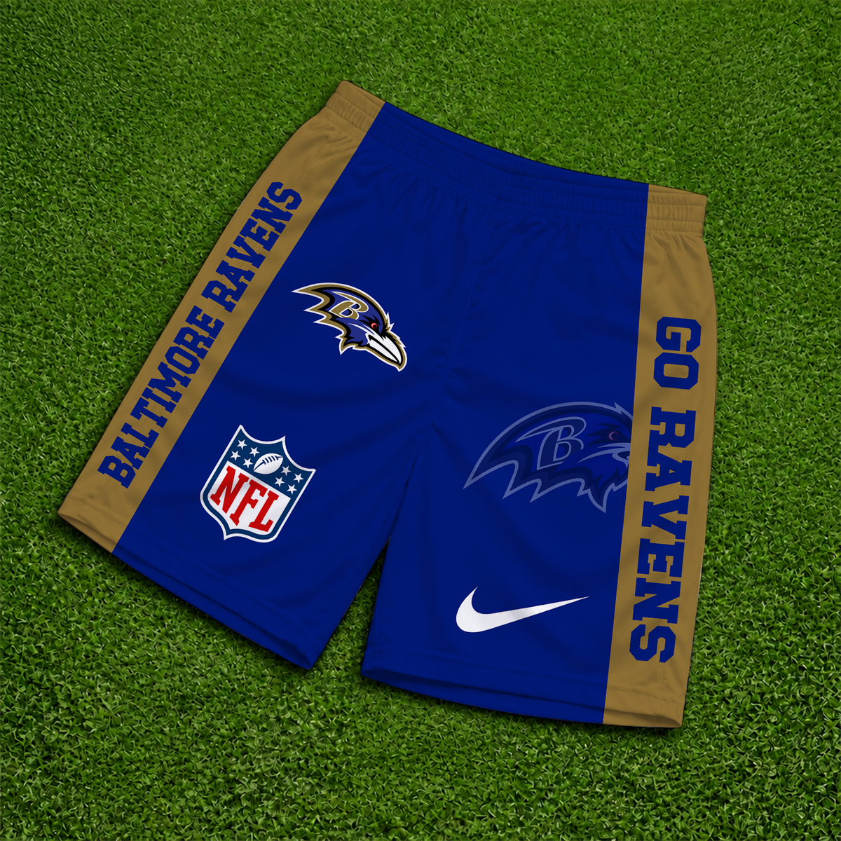 [SPECIAL OFFER] NEW CUSTOMIZED NFL28 BTR BALTIMORE RAVENS SHORT PANTS