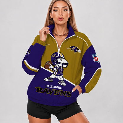 LIMITED EDITION - NEW CUSTOMIZED NFL28 BTR BALTIMORE RAVENS V-NECK ZIPPER SWEATSHIRT JACKET