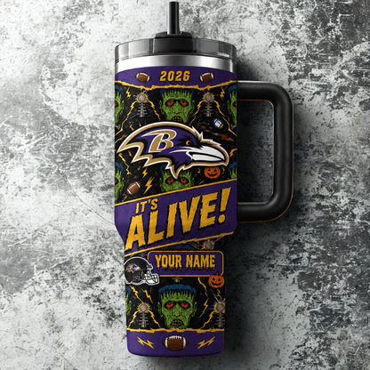 [SPECIAL OFFER] NEW CUSTOMIZED NFL28 BTR BALTIMORE RAVENS HALLOWEEN  40OZ TUMBLER