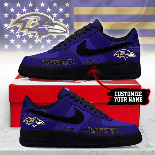 LIMITED EDITION - NEW CUSTOMIZED NFL28 BTR BT RAVENS AF1 SNEAKERS