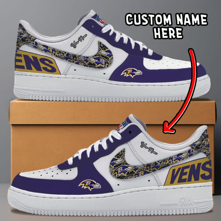LIMITED EDITION - NEW CUSTOMIZED NFL28 BTR BALTIMORE RAVENS AF1 SNEAKERS