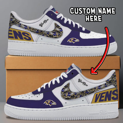 LIMITED EDITION - NEW CUSTOMIZED NFL28 BTR BALTIMORE RAVENS AF1 SNEAKERS