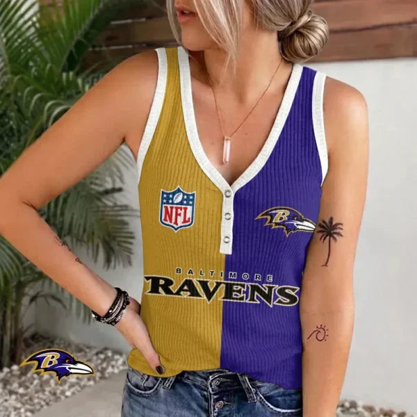 [SPECIAL OFFER] NEW CUSTOMIZED NFL28 BTR BALTIMORE RAVENS WOMEN'S V-NECK TANK TOP