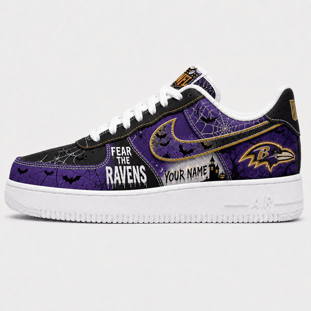 [SPECIAL OFFER] NEW CUSTOMIZED NFL28 BTR BALTIMORE RAVENS HALLOWEEN AF1 SHOES