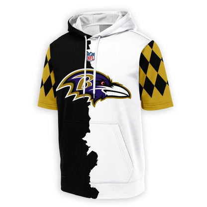 [SPECIAL OFFER] NEW CUSTOMIZED NFL28 BTR BALTIMORE RAVENS SHORT SLEEVE HOODIE T-SHIRT