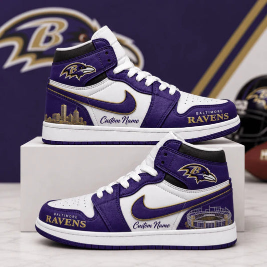 [SPECIAL OFFER] NEW CUSTOMIZED NFL28 BTR BALTIMORE RAVENS AIR JORDAN 1