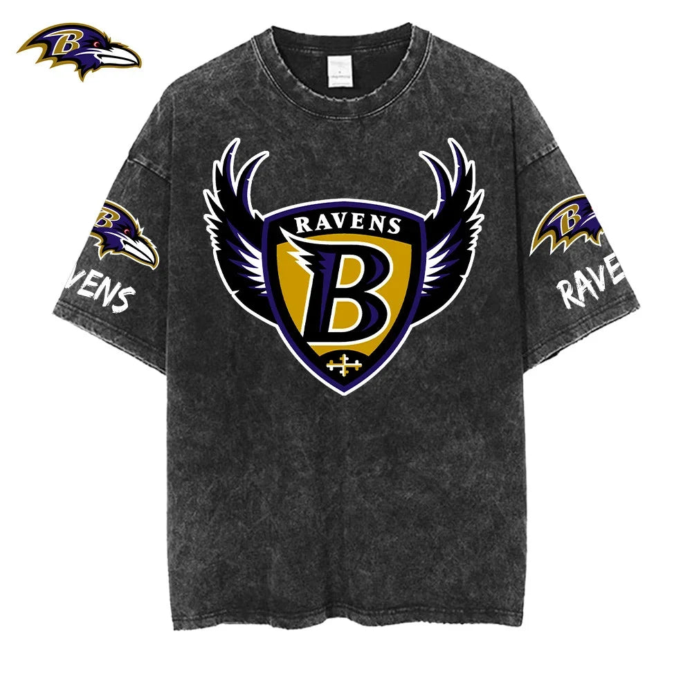 [SPECIAL OFFER] NEW CUSTOMIZED NFL28 BTR BALTIMORE RAVENS FUNNY MULTICOLOR WASHED TEE