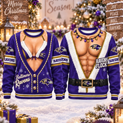 [SPECIAL OFFER] NEW CUSTOMIZED NFL28 BTR BALTIMORE RAVENS CHRISTMAS UNISEX SWEATSHIRT