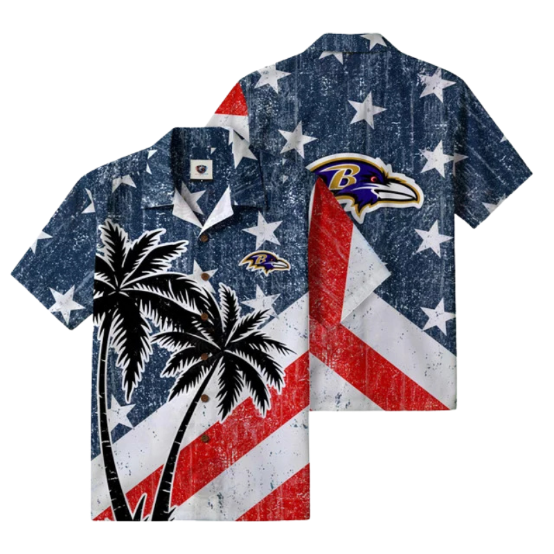 LIMITED EDITION - NEW CUSTOMIZED NFL28 BTR BALTIMORE RAVENS PATRIOTIC 250 USA HAWAIIAN SHIRT