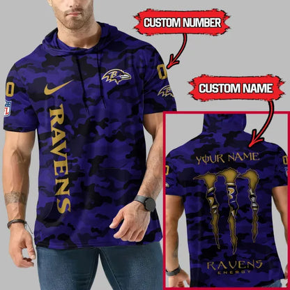 [HOT DEAL] NEW CUSTOMIZED NFL28 BTR BALTIMORE RAVENS SHORT SLEEVE HOODIE