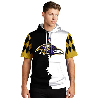[SPECIAL OFFER] NEW CUSTOMIZED NFL28 BTR BALTIMORE RAVENS SHORT SLEEVE HOODIE T-SHIRT