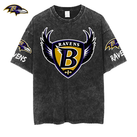 [SPECIAL OFFER] NEW CUSTOMIZED NFL28 BTR BALTIMORE RAVENS MULTICOLOR WASHED TEE