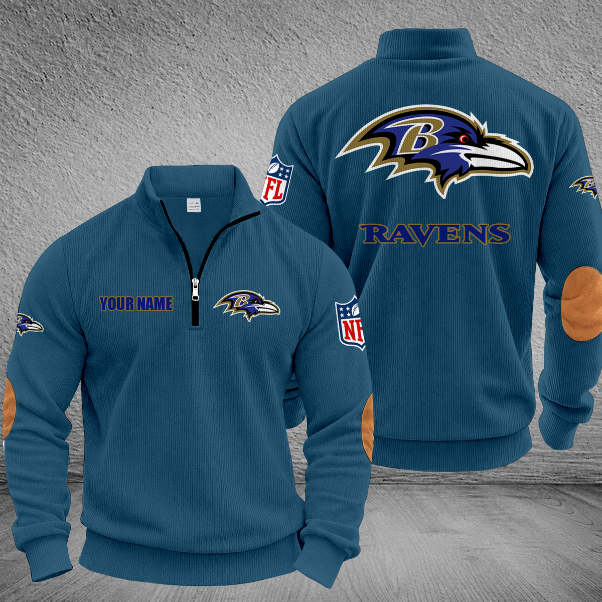 [SPECIAL OFFER] NEW CUSTOMIZED NFL28 BTR BALTIMORE RAVENS MULTICOLOR STRIPED QUATER ZIP SWEATSHIRT