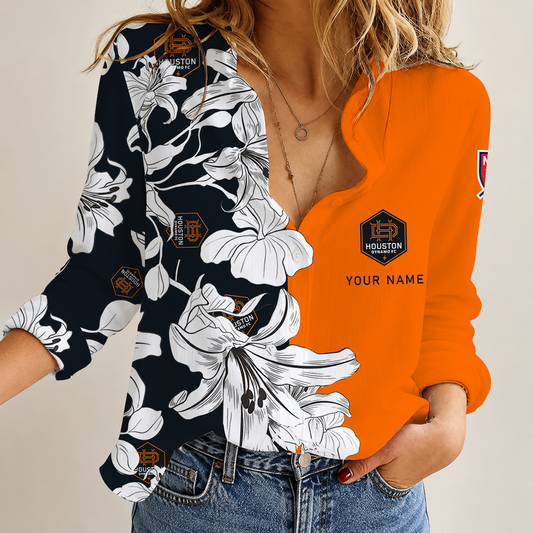 [FAN EXCLUSIVE] NEW CUSTOMIZED MLS28 HDF HOUSTON DYNAMO FC WOMEN CASUAL SHIRT