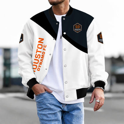 [FAN EXCLUSIVE] NEW CUSTOMIZED MLS28 HDF HOUSTON DYNAMO FC BASEBALL JACKET & SATIN VARSITY JACKET