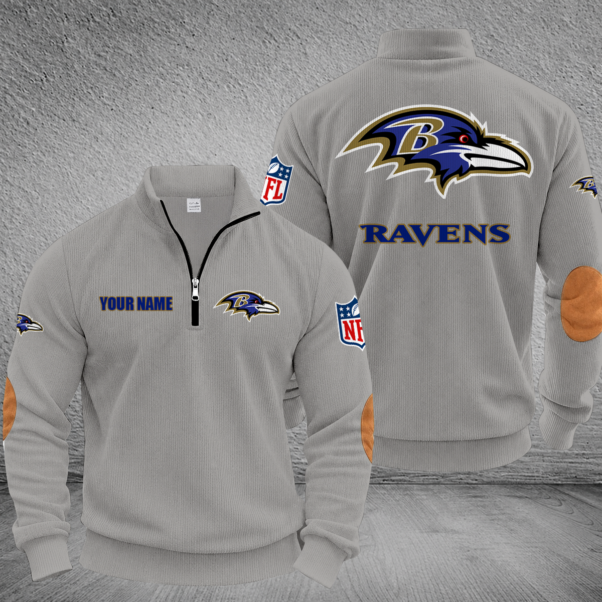 [SPECIAL OFFER] NEW CUSTOMIZED NFL28 BTR BALTIMORE RAVENS MULTICOLOR STRIPED QUATER ZIP SWEATSHIRT