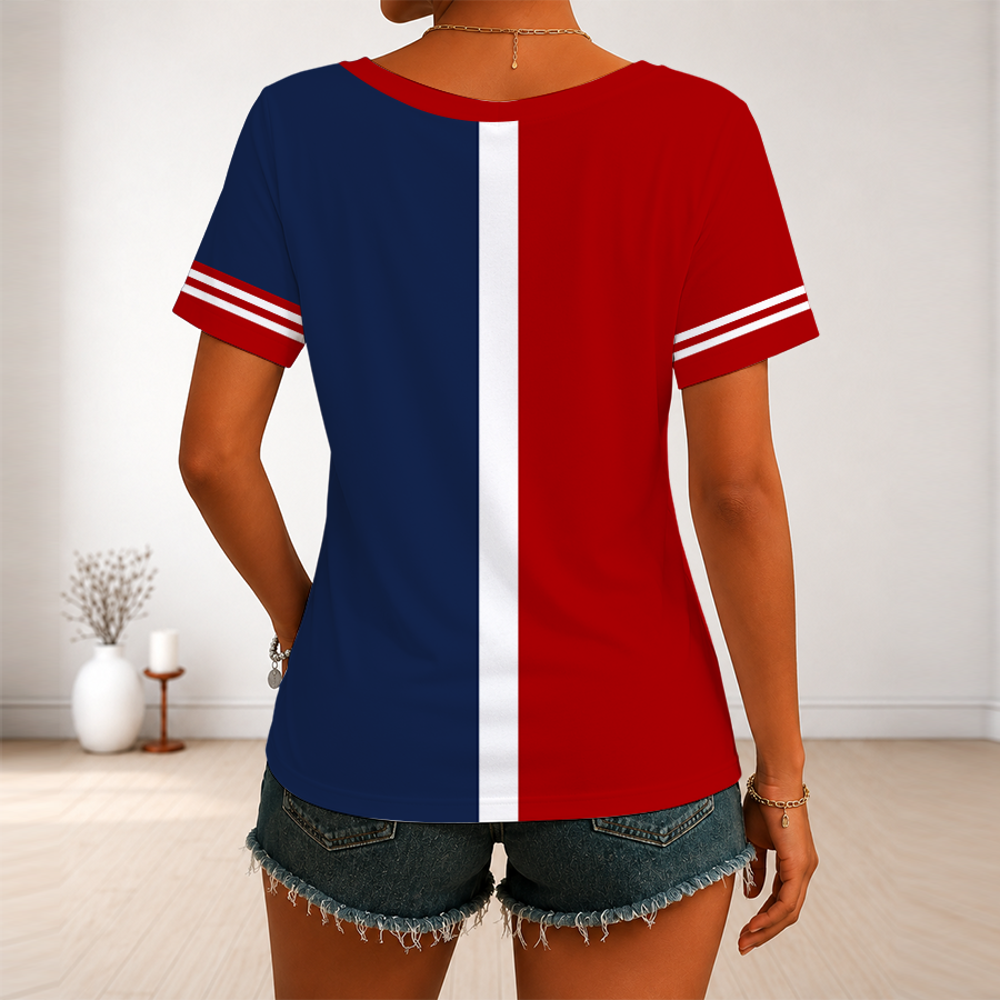 [FLASH SALE] NEW CUSTOMIZED MLB28 WNS WASHINGTON NATIONALS V-NECK FEMALE SHIRT