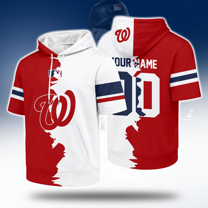 [FLASH SALE] NEW CUSTOMIZED MLB28 WNS WASHINGTON NATIONALS SHORT SLEEVE HOODIE