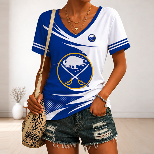 [SUPER SALE] NEW CUSTOMIZED NHL28 BFS BUFFALO SABRES V-NECK FEMALE SHIRT