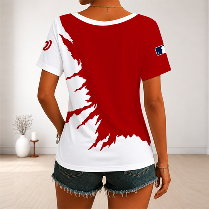 [FLASH SALE] NEW CUSTOMIZED MLB28 WNS WASHINGTON NATIONALS V-NECK FEMALE SHIRT