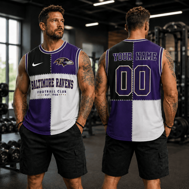 [SPECIAL OFFER] NEW CUSTOMIZED NFL28 BTR BALTIMORE RAVENS MEN'S GYM SHIRT