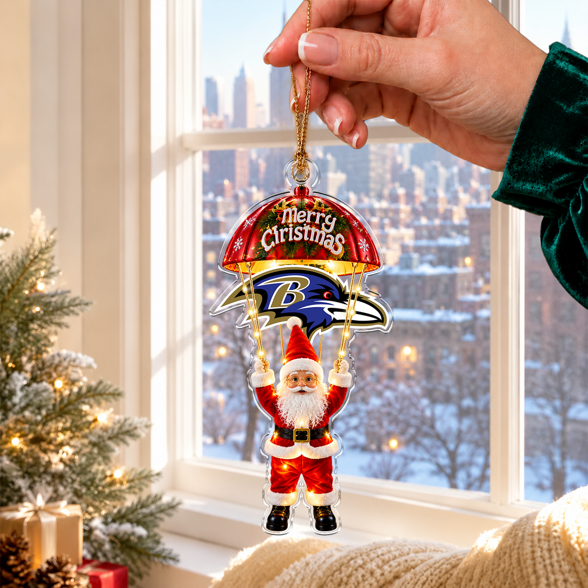 [SPECIAL OFFER] NEW CUSTOMIZED NFL28 BTR BALTIMORE RAVENS CHRISTMAS ACRYLIC ORNAMENT