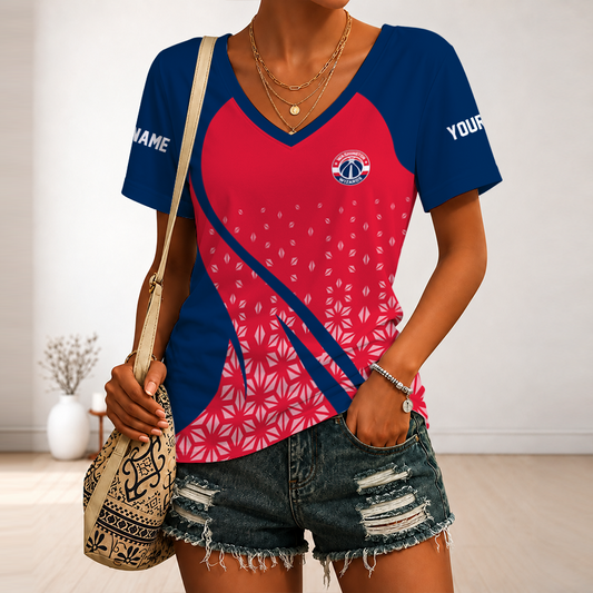 [HOT DEAL] NEW CUSTOMIZED NBA28 WWI WASHINGTON WIZARDS V-NECK FEMALE SHIRT