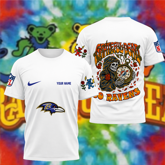 [SPECIAL OFFER] NEW CUSTOMIZED NFL28 BTR BALTIMORE RAVENS x GRATEFUL DEAD T-SHIRT, HOODIE, ZIP HOODIE