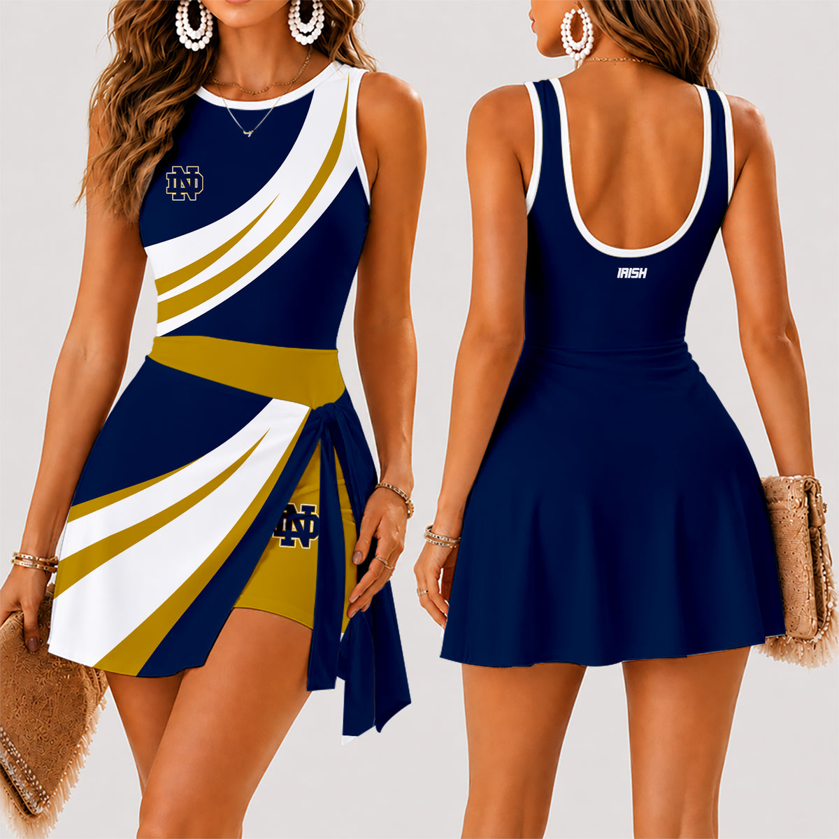 [FAN FAVORITE] NEW CUSTOMIZED NCAA FBS28 NFI NOTRE DAME FIGHTING IRISH WOMEN'S SUMMER SKORT DRESS