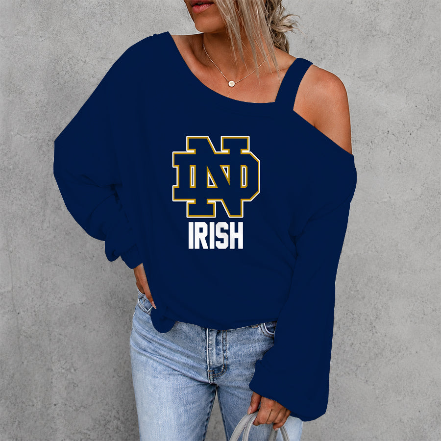 [FAN FAVORITE] NEW CUSTOMIZED NCAA FBS28 NFI NOTRE DAME FIGHTING IRISH DROP SHOULDER SWEATSHIRT