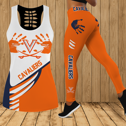[FAN FAVORITE] NEW CUSTOMIZED NCAA CWS28 VIC VIRGINIA CAVALIERS HOLLOW TANK TOP & LEGGINGS SET