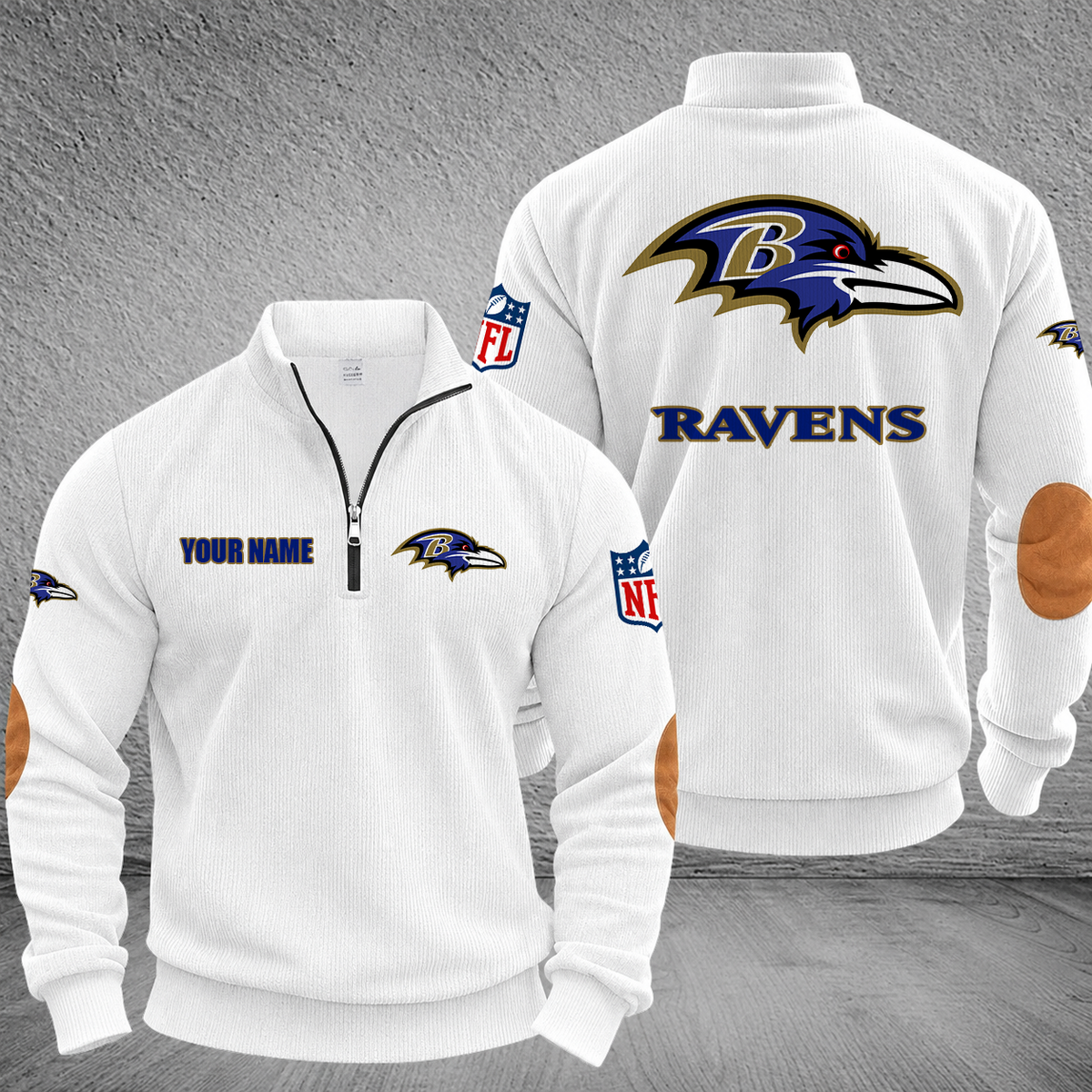 [SPECIAL OFFER] NEW CUSTOMIZED NFL28 BTR BALTIMORE RAVENS MULTICOLOR STRIPED QUATER ZIP SWEATSHIRT