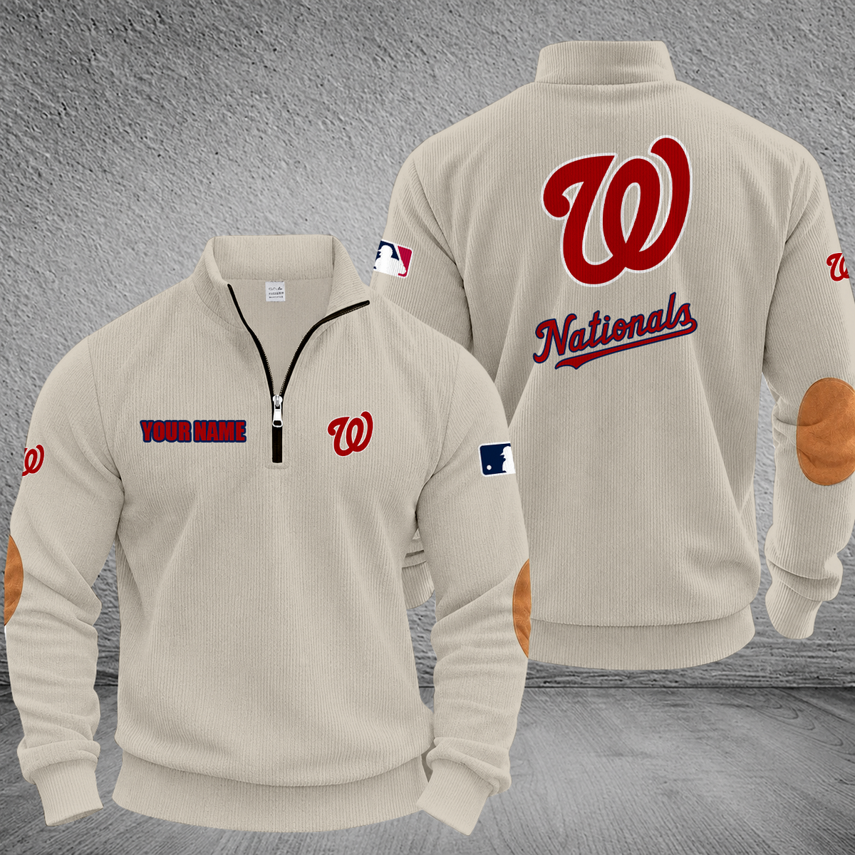 [FLASH SALE] NEW CUSTOMIZED MLB28 WNS WASHINGTON NATIONALS MULTICOLOR STRIPED QUATER ZIP SWEATSHIRT