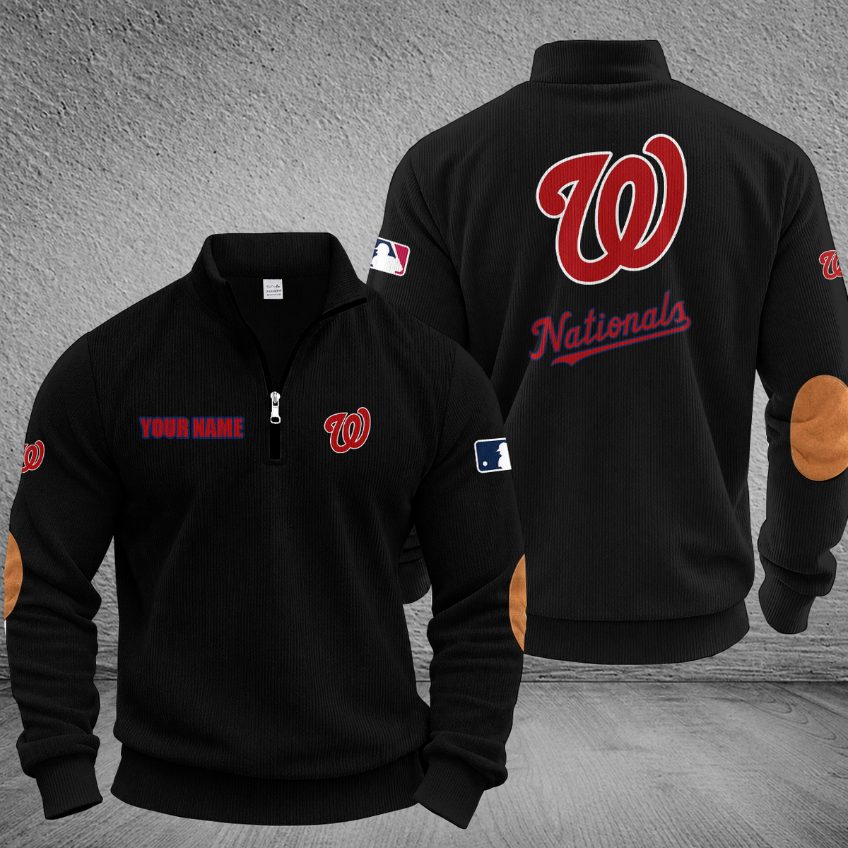 [FLASH SALE] NEW CUSTOMIZED MLB28 WNS WASHINGTON NATIONALS MULTICOLOR STRIPED QUATER ZIP SWEATSHIRT