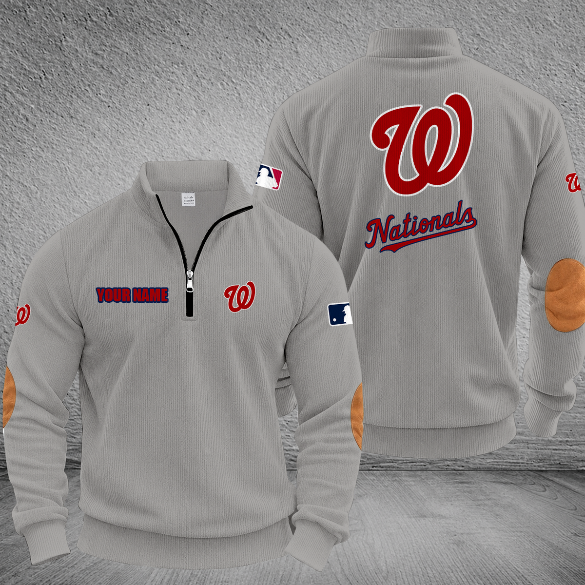 [FLASH SALE] NEW CUSTOMIZED MLB28 WNS WASHINGTON NATIONALS MULTICOLOR STRIPED QUATER ZIP SWEATSHIRT